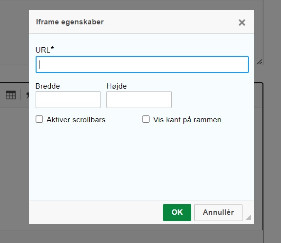 iframe indstillinger